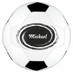 Modern Black Swirl Oval Personalized Soccer Ball