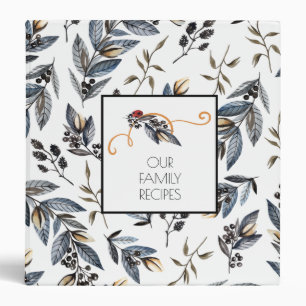 Modern Black Tan Leaves Black Berries Recipes Binder