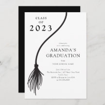 Modern Black Tassel Graduation Party Invitation