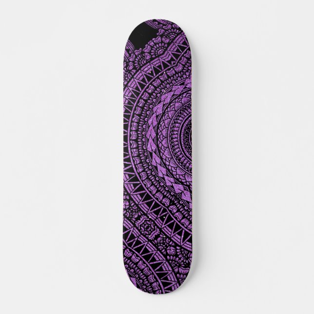 Modern Black Tattoo Ikat Geometric Tribal Pattern  Skateboard (Front)