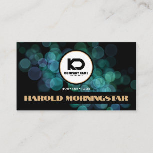 Modern Black Teal Bokeh with Qr and Logo Business Card