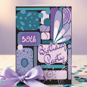 Modern Black & Teal Geometric Birthday Invitation