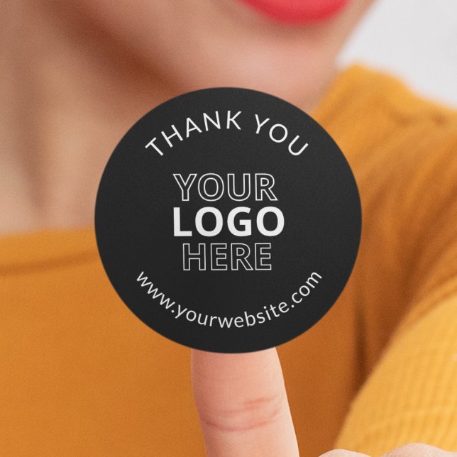 Modern Black Thank You Business Logo Classic Round Sticker (Modern Black Thank You Business Logo Classic Round Sticker
)