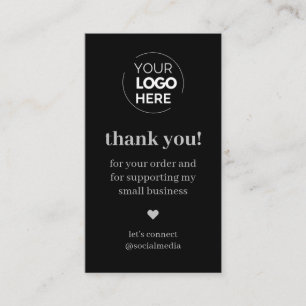 Modern Black Thank You for Shopping Small Business Card