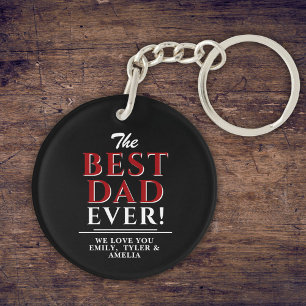 Modern Black The Best Dad Ever Typography Keychain