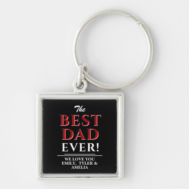 Modern Black The Best Dad Typography Father`s Day  Keychain (Front)