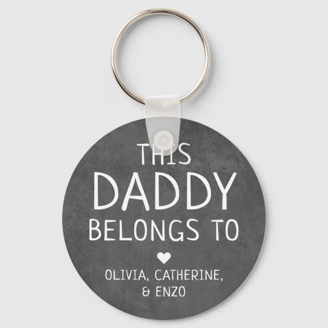 Modern Black This Daddy Belongs To Father's Day Keychain (Front)