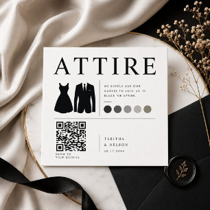 Modern Black Tie Attire QR Code Wedding Details  Enclosure Card