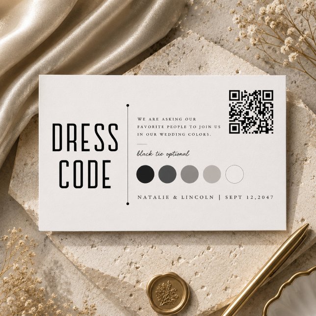 Modern Black Tie Optional Wedding Colours QR Enclosure Card (Creator Uploaded)
