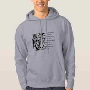 Modern black tiger design white text men grey hoodie