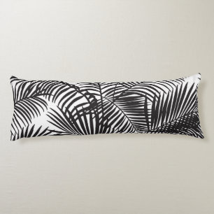 Modern black tropical palm trees pattern body pillow