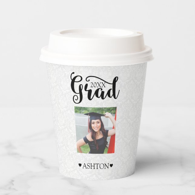 Modern Black Typography And Photo Paper Cup (Front)