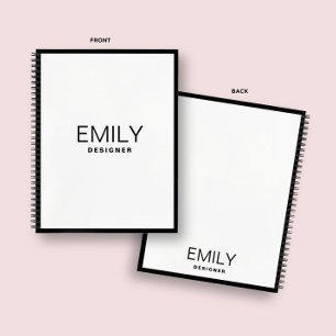 Modern Black Typography Black Border Notebook