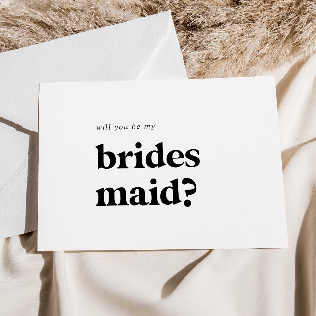 Modern Black Typography Bridesmaid Proposal Card (Creator Uploaded)