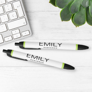 Modern Black Typography Green Border Black Ink Pen
