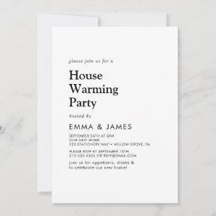 Modern Black Typography Housewarming Party  Invitation