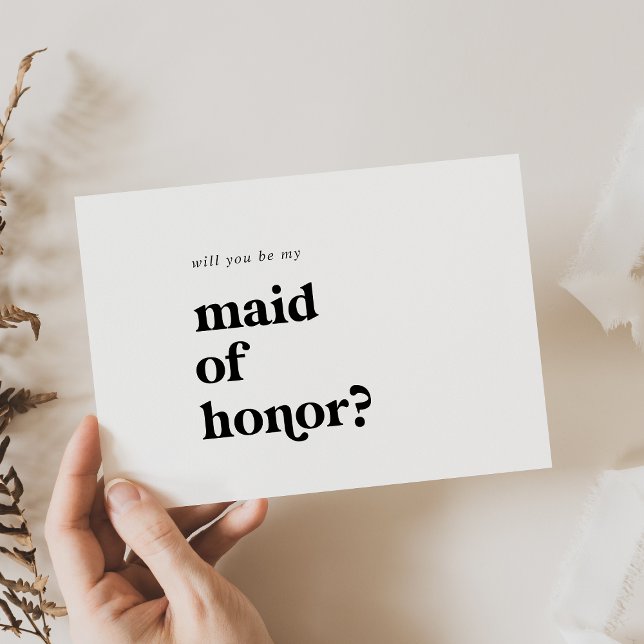 Modern Black Typography Maid of Honour Proposal Invitation (Creator Uploaded)