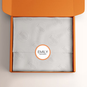 Modern Black Typography Orange Border Classic Round Sticker