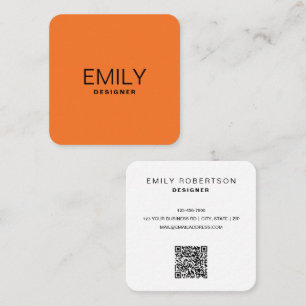 Modern Black Typography   Orange  Square Business Card
