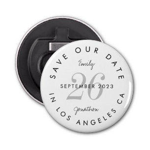 Modern Black Typography Save The Date Bottle Opener