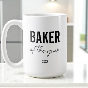 Modern Black Typography Simple Personalized Baker Coffee Mug