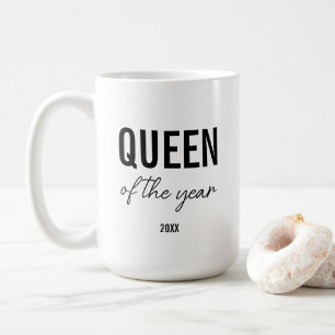 Modern Black Typography Simple Personalized Queen Coffee Mug