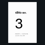 Modern Black Typography Table Number<br><div class="desc">This modern black typography table number is perfect for a simple wedding. The black and white minimalist design features a retro yet contemporary font with a unique rustic bohemian feel. Perfect for any season. Keep it minimal, as is, or add your own graphics and artwork. The card prints on the...</div>