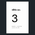 Modern Black Typography Table Number<br><div class="desc">This modern black typography table number is perfect for a simple wedding. The black and white minimalist design features a retro yet contemporary font with a unique rustic bohemian feel. Perfect for any season. Keep it minimal, as is, or add your own graphics and artwork. The card prints on the...</div>