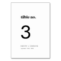Modern Black Typography Table Number