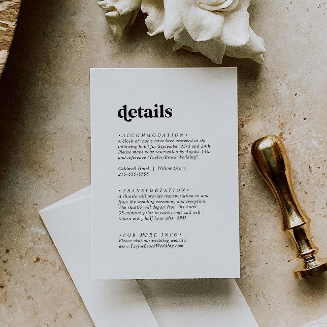 Modern Black Typography Wedding Details Enclosure Card (Creator Uploaded)