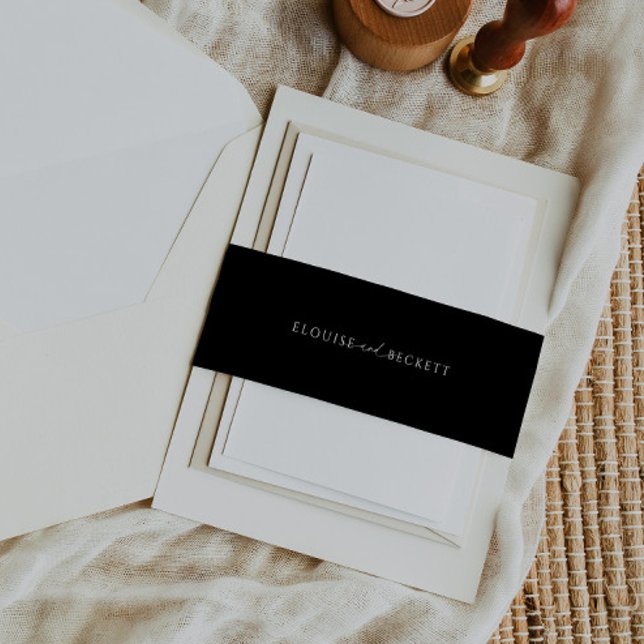 Modern Black Typography Wedding Invite Belly Band Invitation Belly Band (Creator Uploaded)