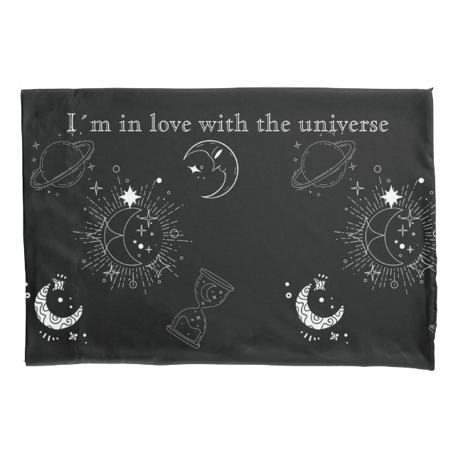 Modern black universe pattern for him pillowcase (Front)