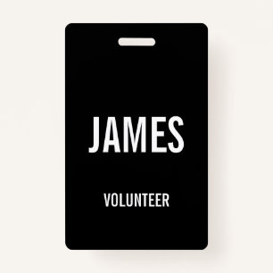 Modern Black Volunteer Name Event Information Badge