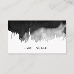 Modern Black Watercolor Ink Art  Business Card