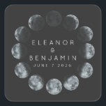 Modern Black Watercolor Moon Phases Wedding Custom Square Sticker<br><div class="desc">Modern Black Watercolor Moon Phases Celestial Wedding Custom Square Sticker</div>