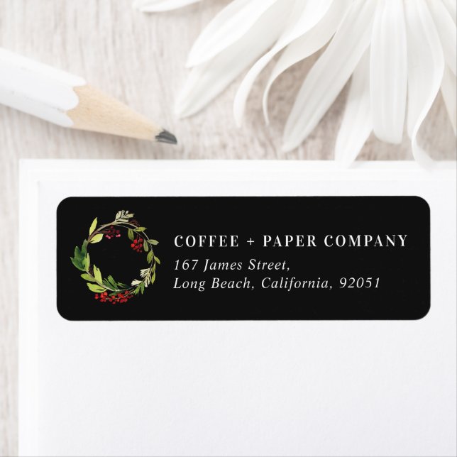 modern black watercolor wreath modern holiday (Insitu)