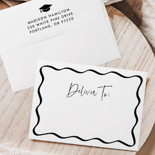 Modern Black Wavy Frame Graduation Envelope