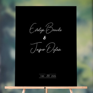 Modern Black Wedding  Acrylic Sign