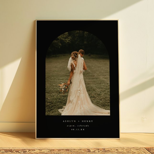 Modern Black Wedding Couple Photo Arch Poster (Creator Uploaded)