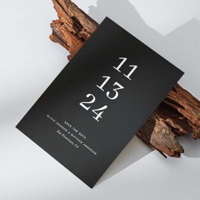 Modern Black Wedding | Minimalist Typography Save The Date (Creator Uploaded)