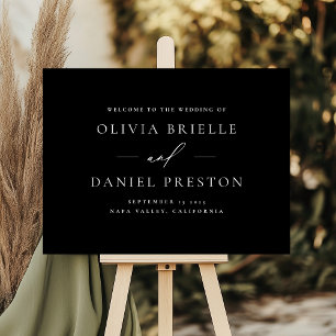 Modern Black Wedding Minimalist Welcome Sign