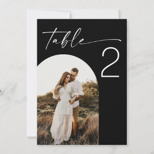 Modern Black Wedding Table Number with Arch Photo