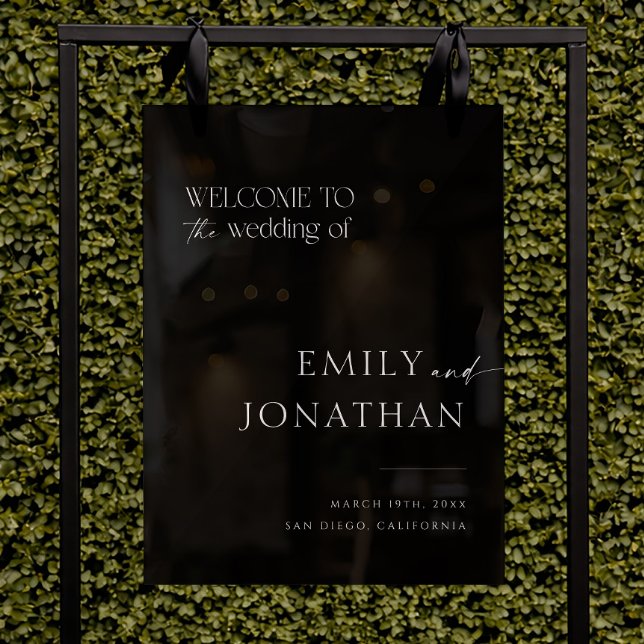 Modern Black Wedding Welcome Acrylic Sign (Creator Uploaded)