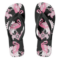 Modern Black Whimsical Tropical Bird Pink Flamingo