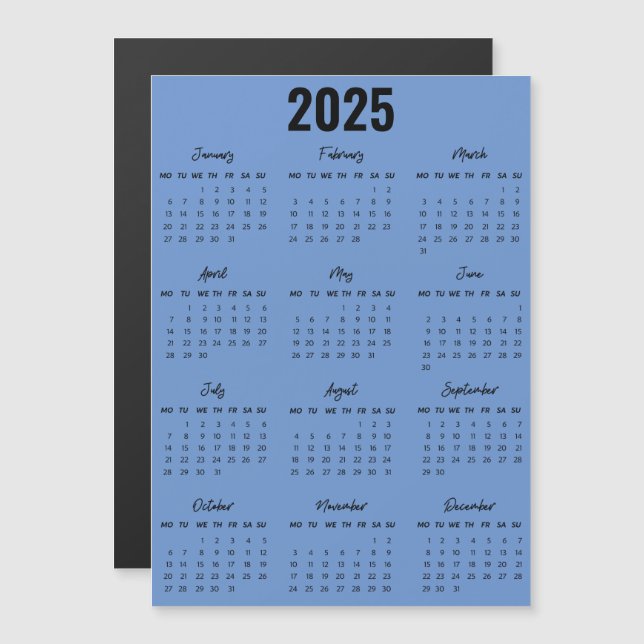 Modern Black White 2025 Calendar Full Year View (Front/Back)