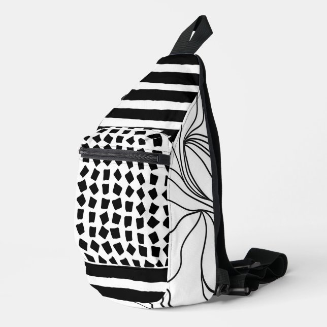 “Modern Black & White Abstract” Cut Sew Bag (Right Corner)