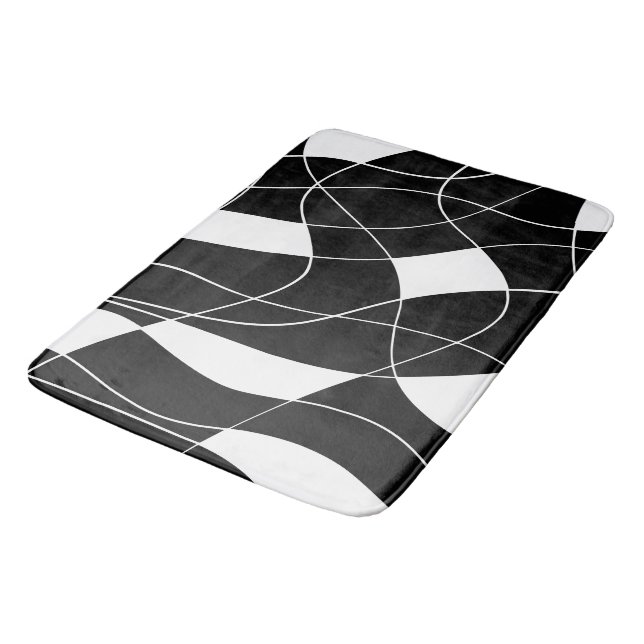 modern Black &white abstract pattern Bath Mat (Angled)