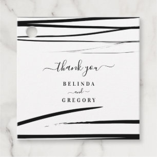 Modern Black White Abstract QR Code Wedding  Favour Tags