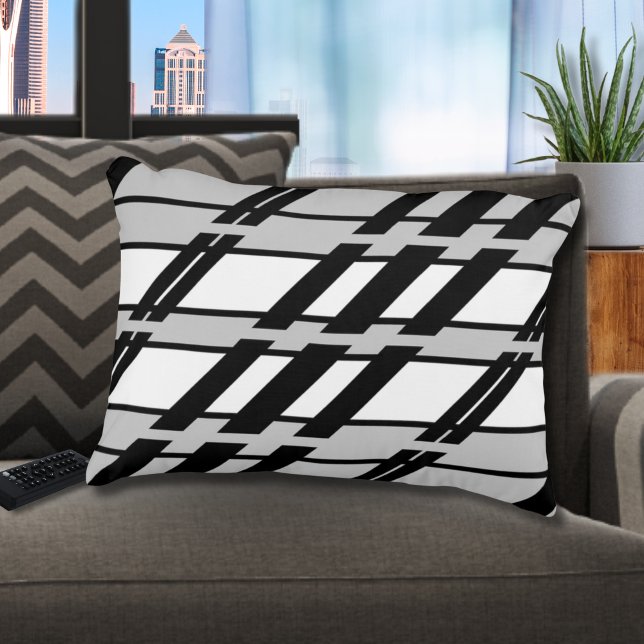 Modern Black White Abstract Skyline Pattern Accent Pillow (Creator Uploaded)