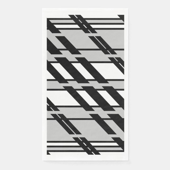 Modern Black White Abstract Skyline Pattern Napkin (Front)